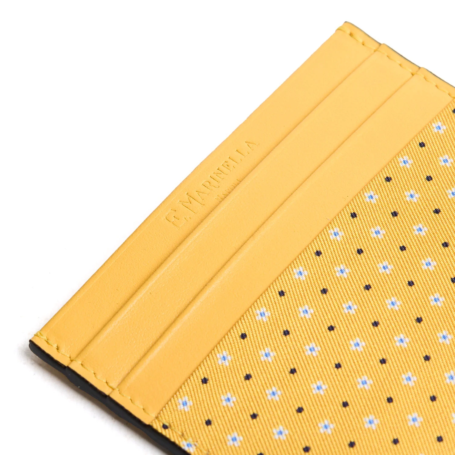 YELLOW LEATHER AND SILK CREDIT CARD HOLDER - Image 4