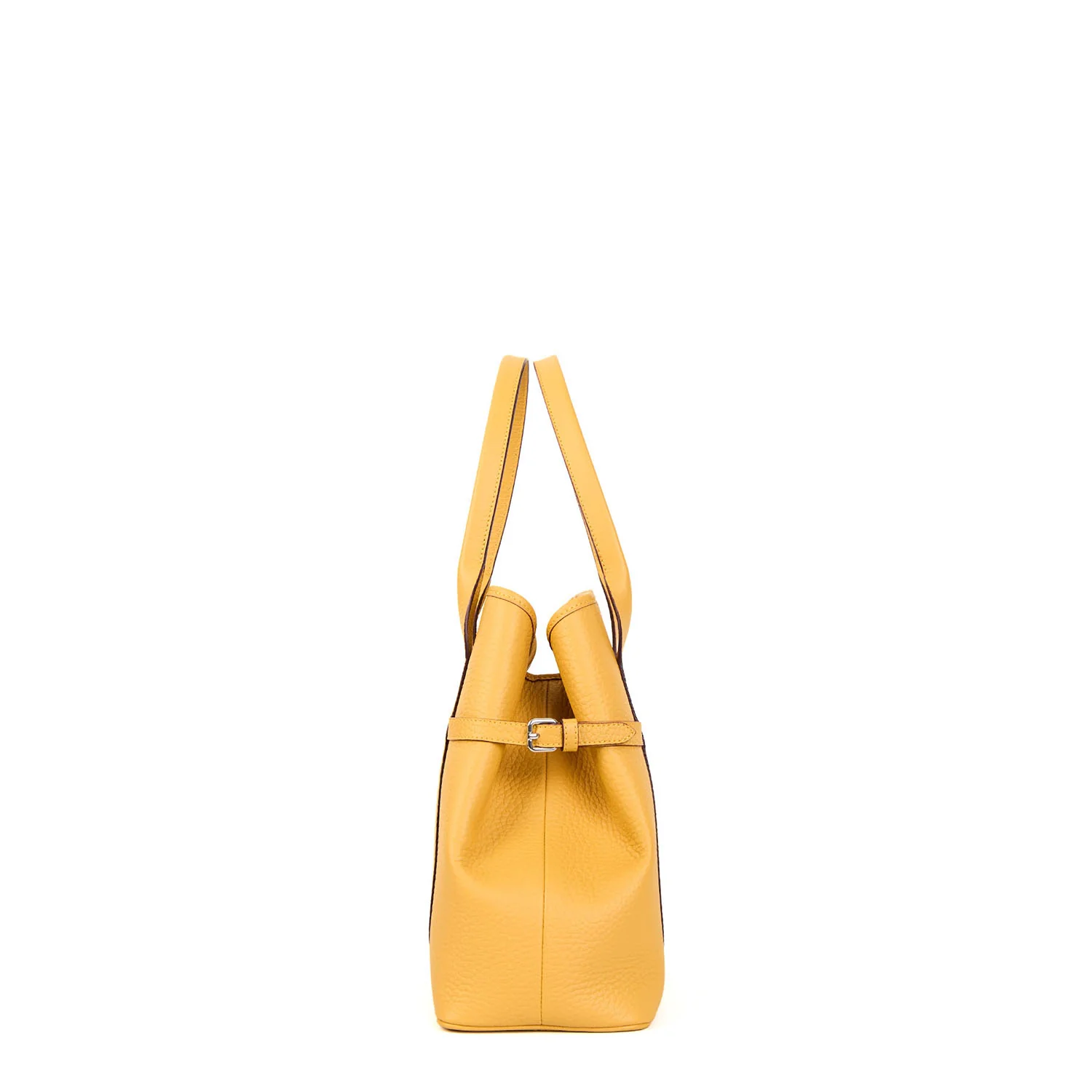 YELLOW MIDI TOTE BAG SIDE BUCKLES - Image 3
